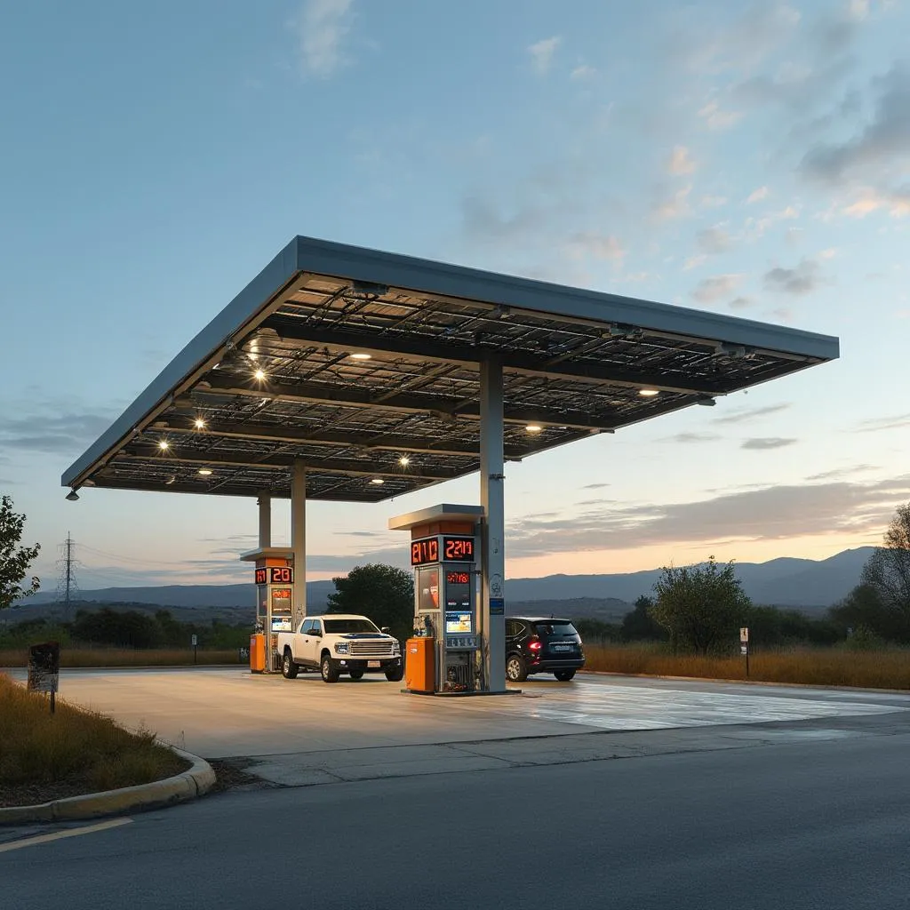 Estación con paneles solares y tecnologías sustentables