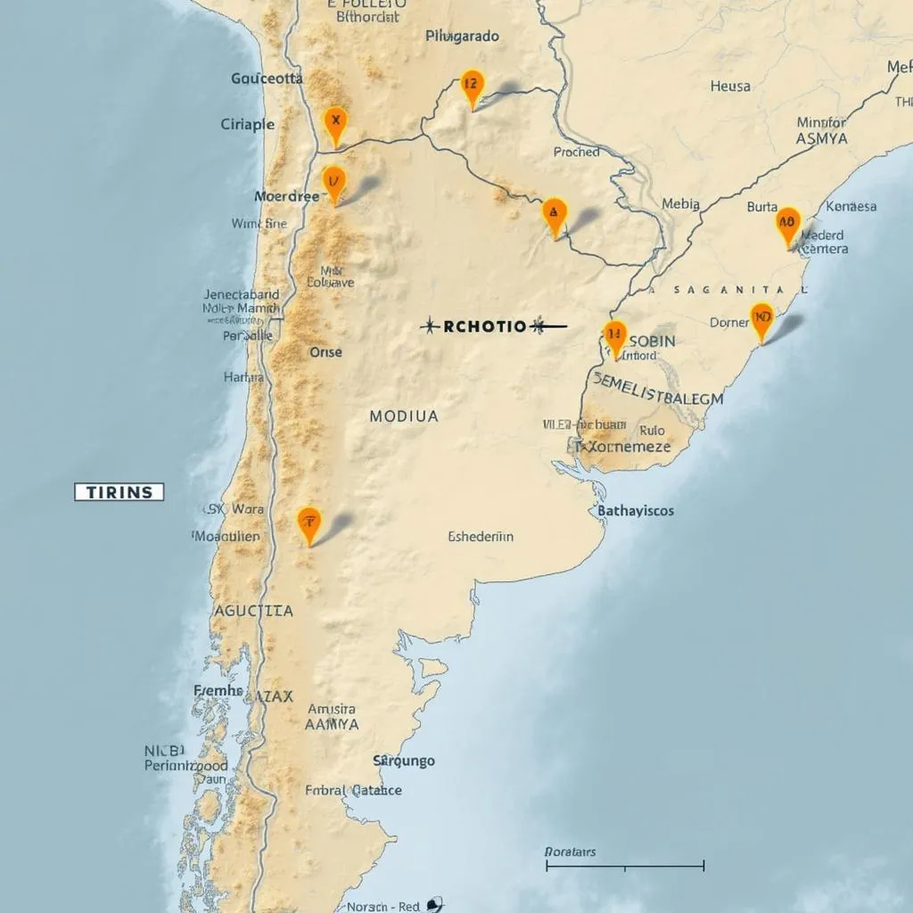 Mapa de estaciones en Argentina